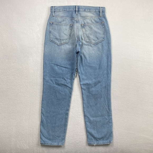 Frame High Waist Straight Leg Double Knee Patch Distressed Jean (Coast Combo) - Picture 4 of 16